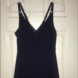 Crisscross deep V-neck skater dress (Navy Blue)